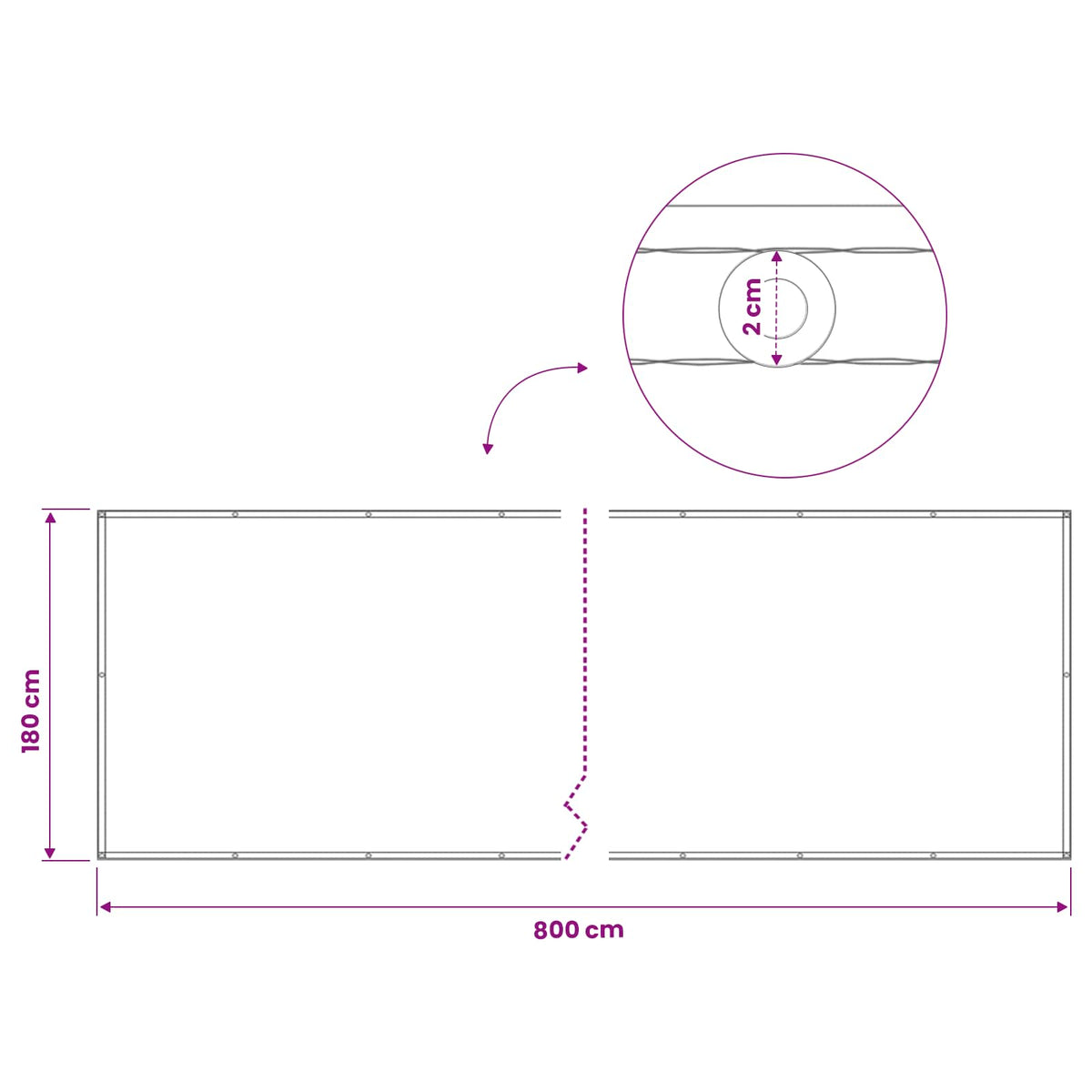 Balcony Privacy Screen 180 x 800 cm Fabric with PU Coated