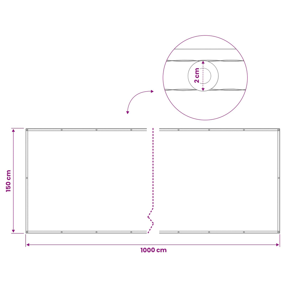 Balcony Privacy Screen 150 x 1000 cm Fabric with PU Coated