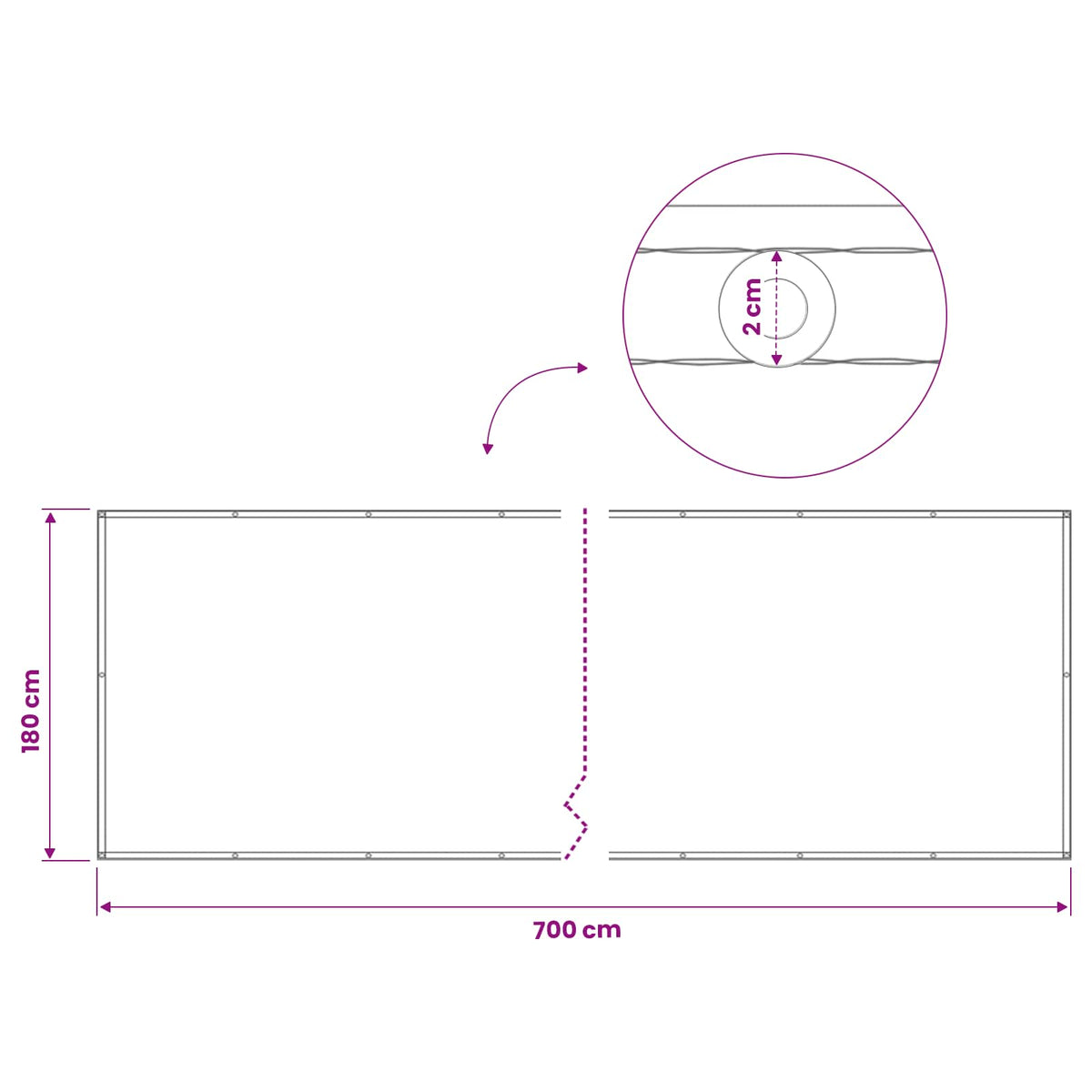 Balcony Privacy Screen 180 x 700 cm Fabric with PU Coated