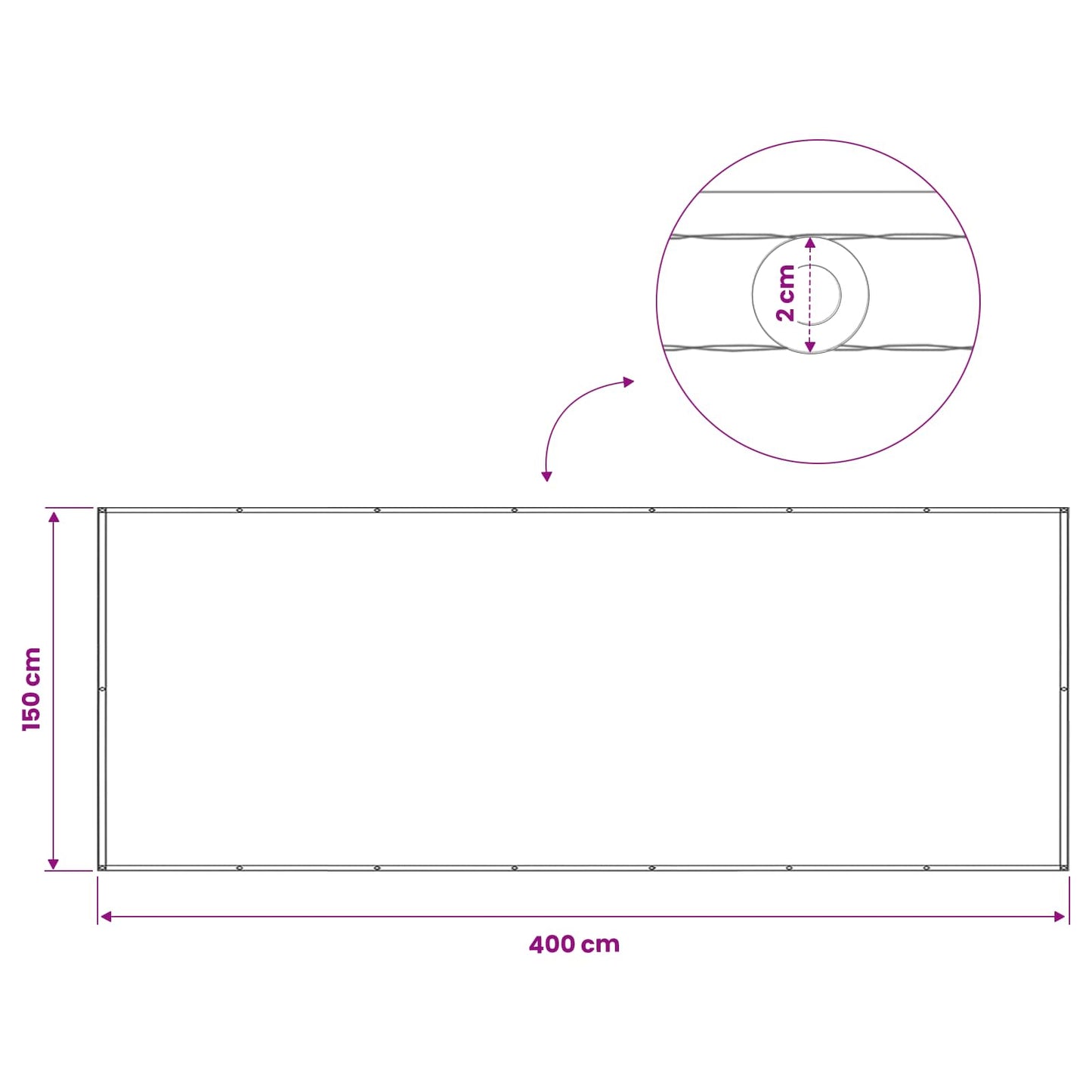 Balcony Privacy Screen 150 x 400 cm Fabric with PU Coated Cream