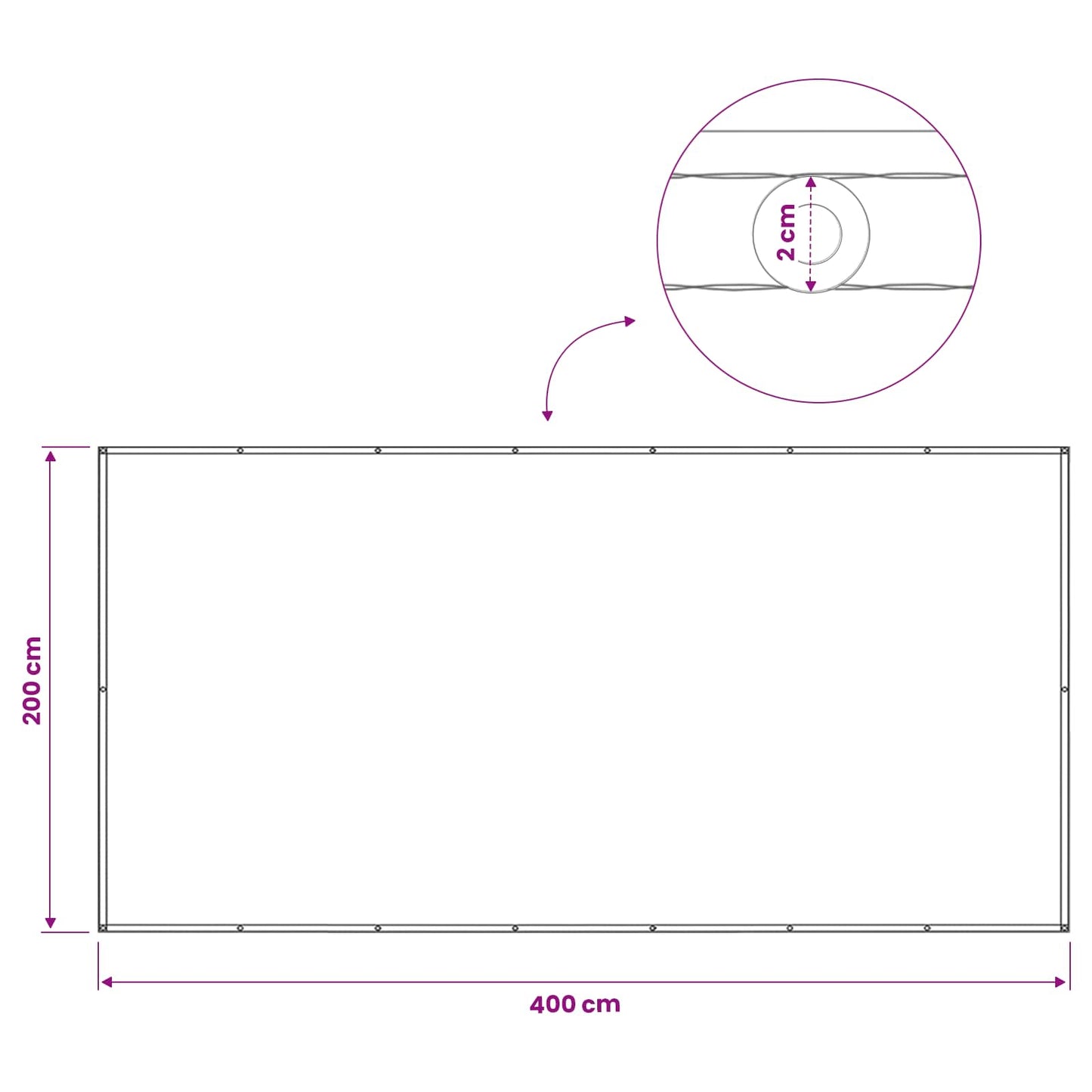 Balcony Privacy Screen 200 x 400 cm Fabric with PU Coated Cream