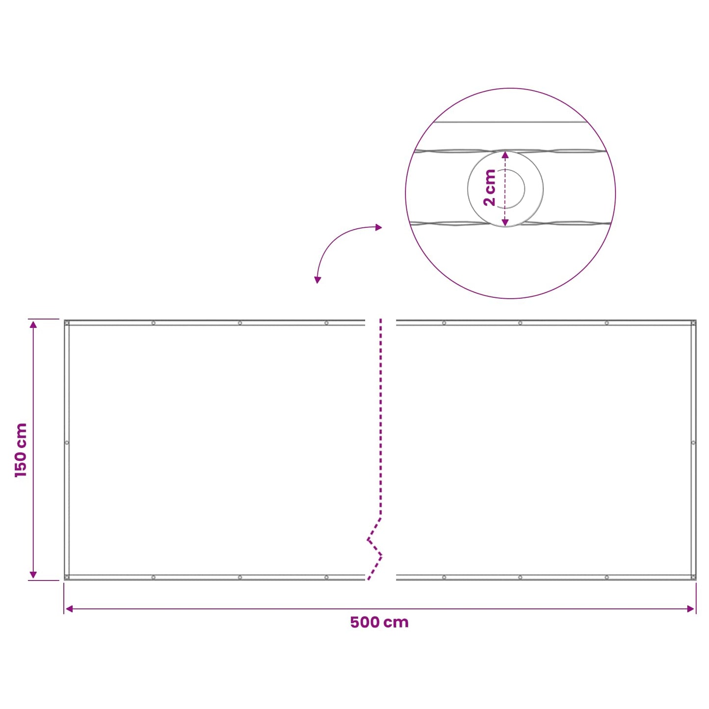 Balcony Privacy Screen 150 x 500 cm Fabric with PU Coated