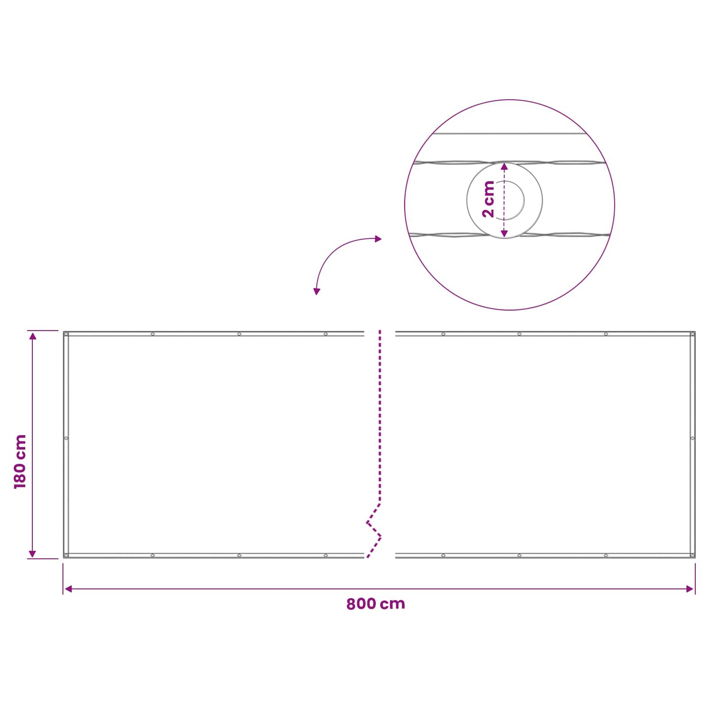 Balcony Privacy Screen 180 x 800 cm Fabric with PU Coated