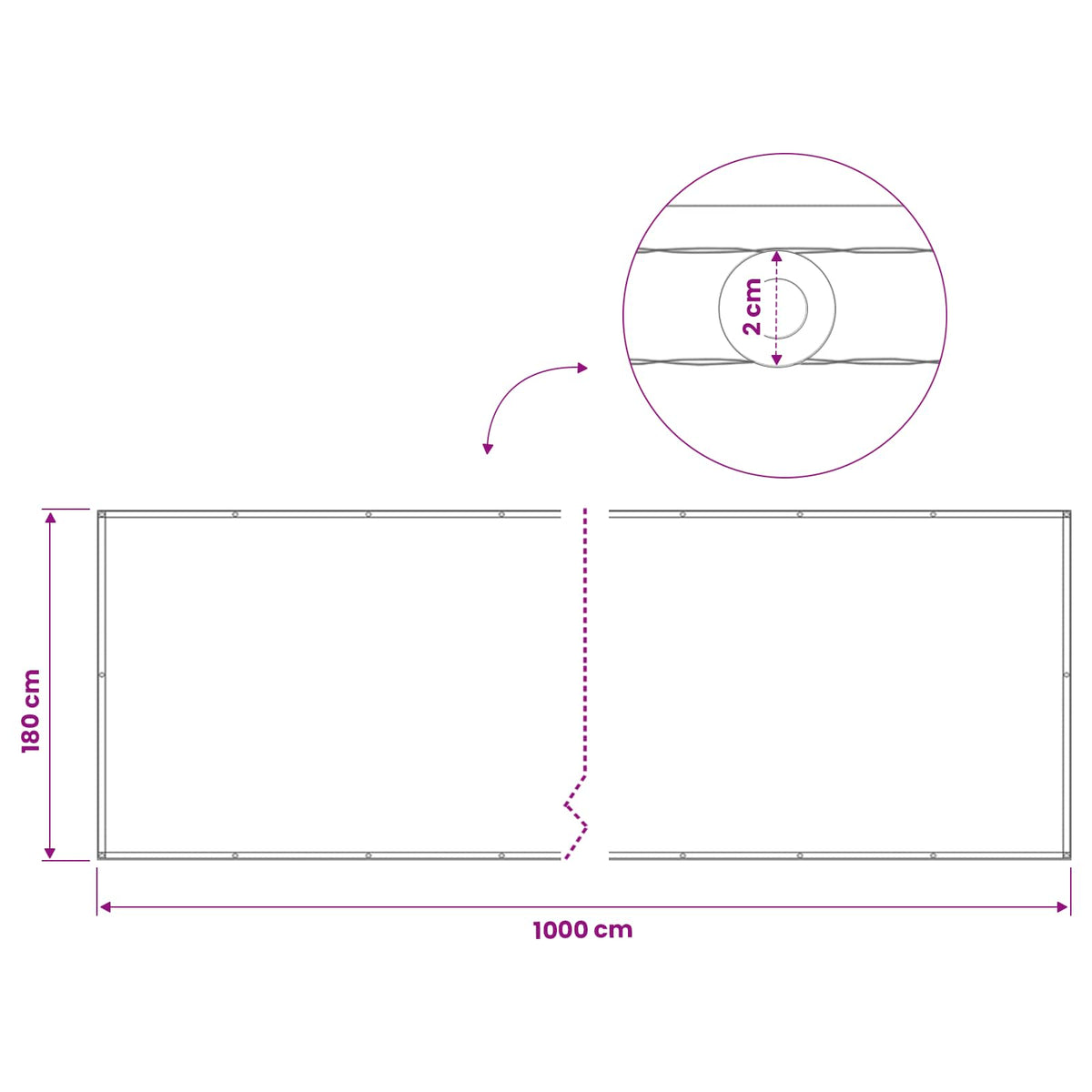 Balcony Privacy Screen 180 x 1000 cm Polyester Red