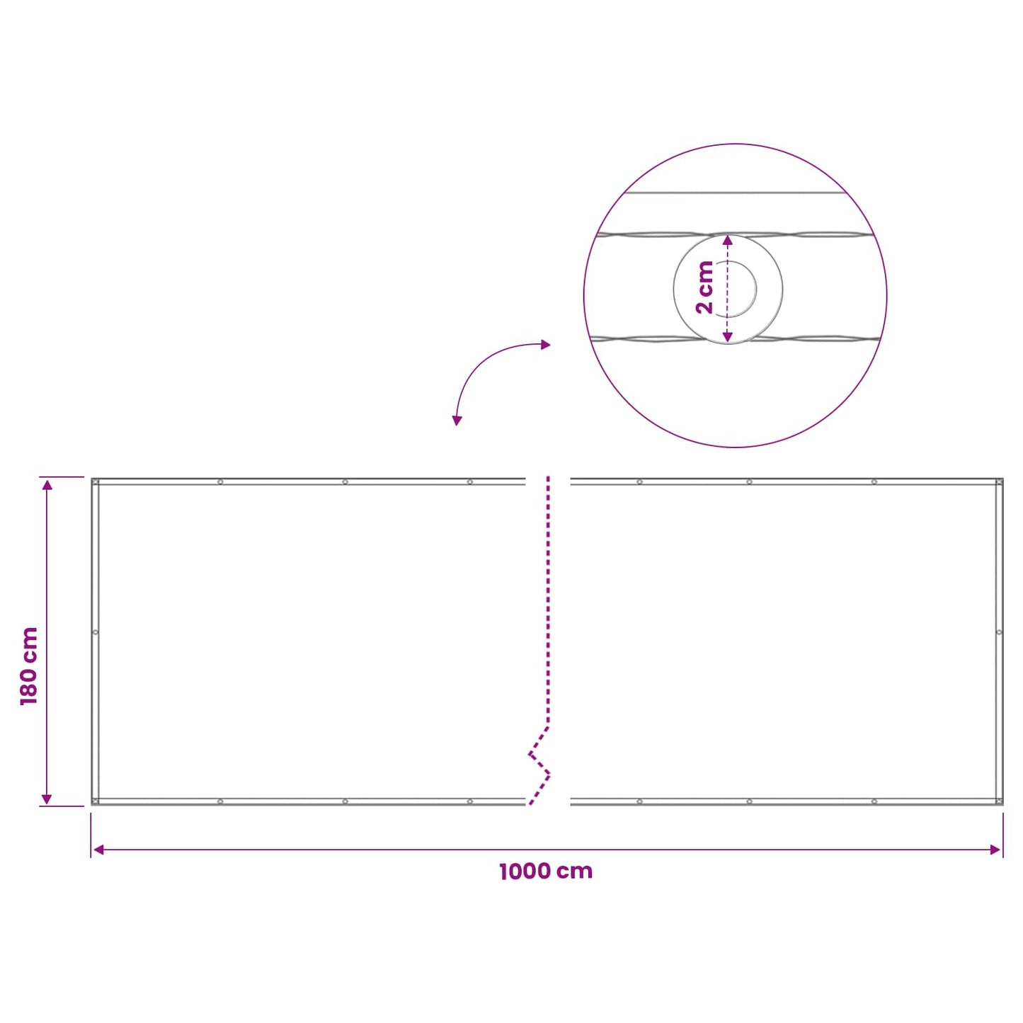 Balcony Privacy Screen 180 x 1000 cm Polyester Burgundy