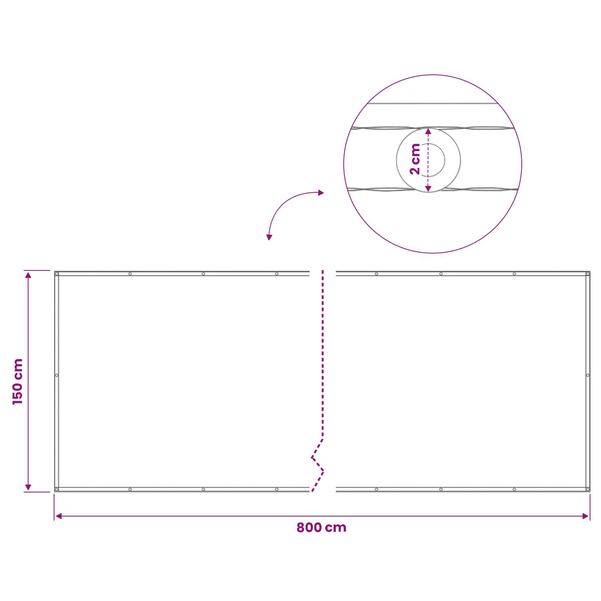 Balcony Privacy Screen 150 x 800 cm Fabric with PU Coated