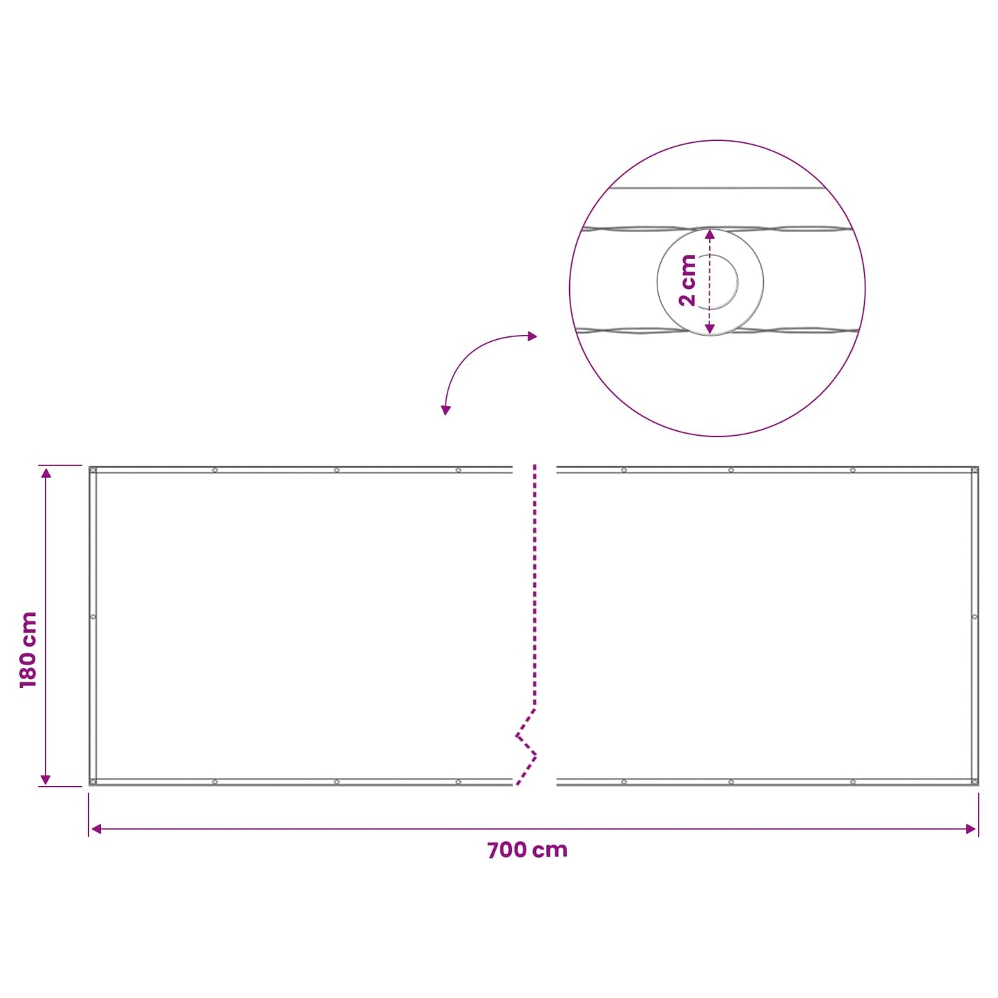 Balcony Privacy Screen 180 x 700 cm Fabric with PU Coated
