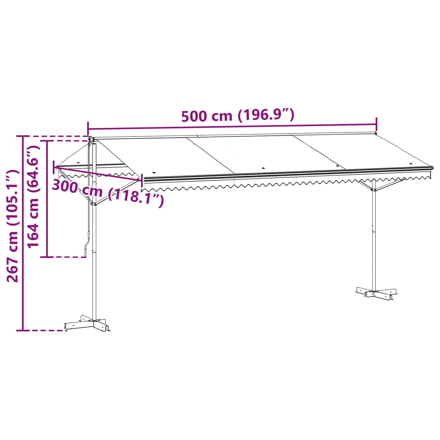 Free Standing Awning Anthracite 5 x 3 m Polyester