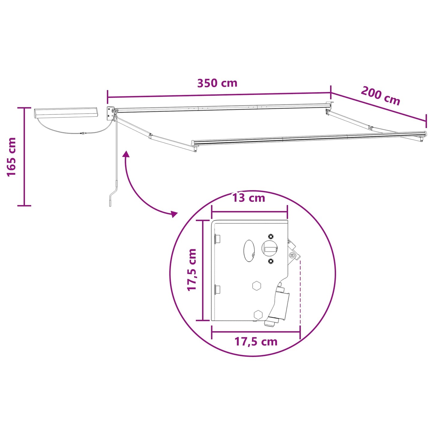 Electric Retractable Awning Sand 3.5 x 2 m