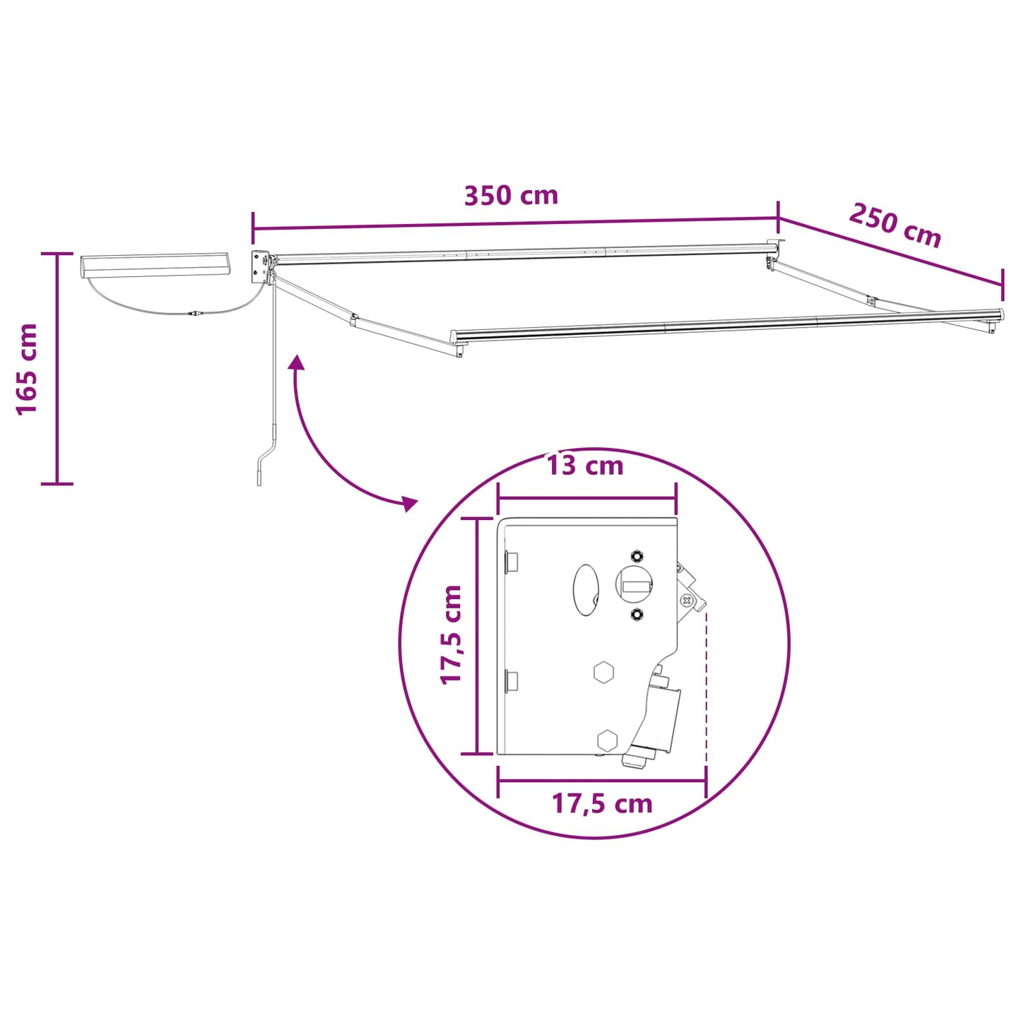 Electric Retractable Awning Sand 3.5 x 2.5 m