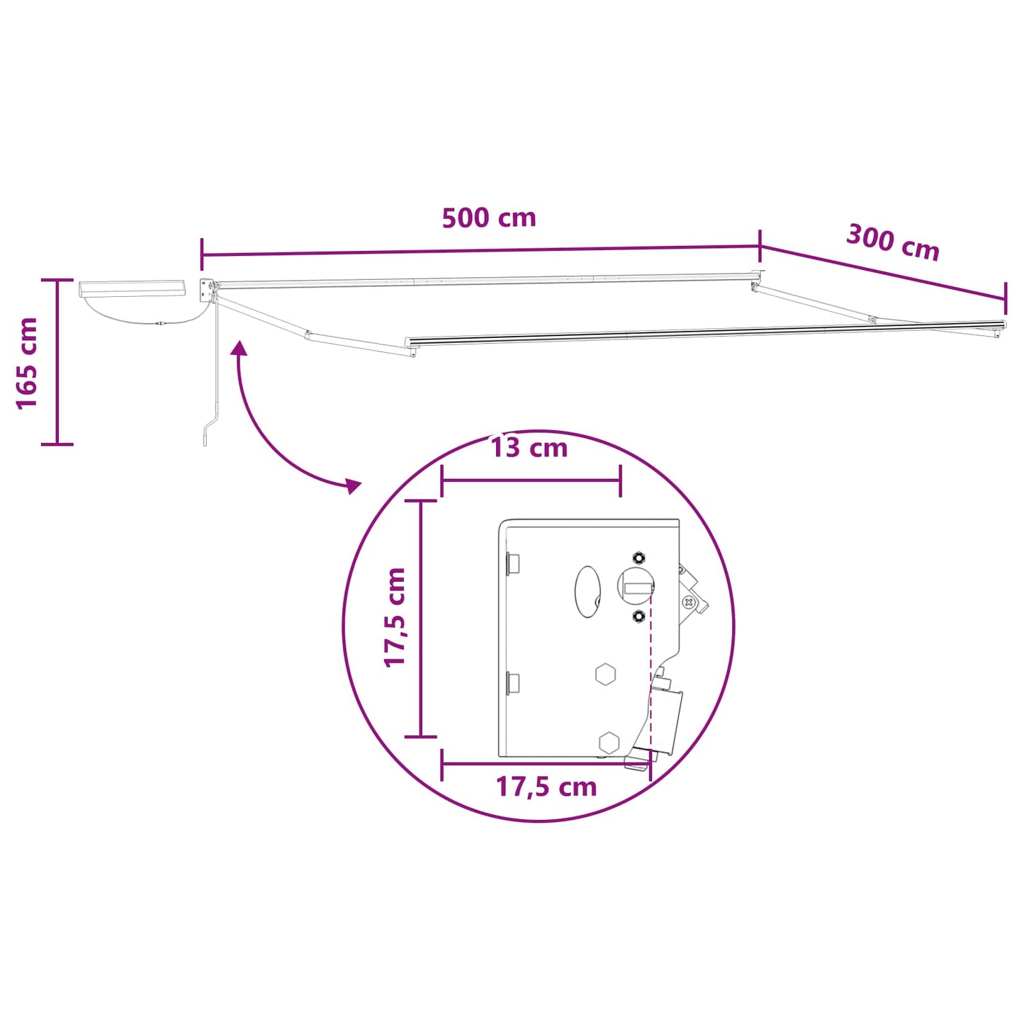 Electric Retractable Awning Taupe 5 x 3 m