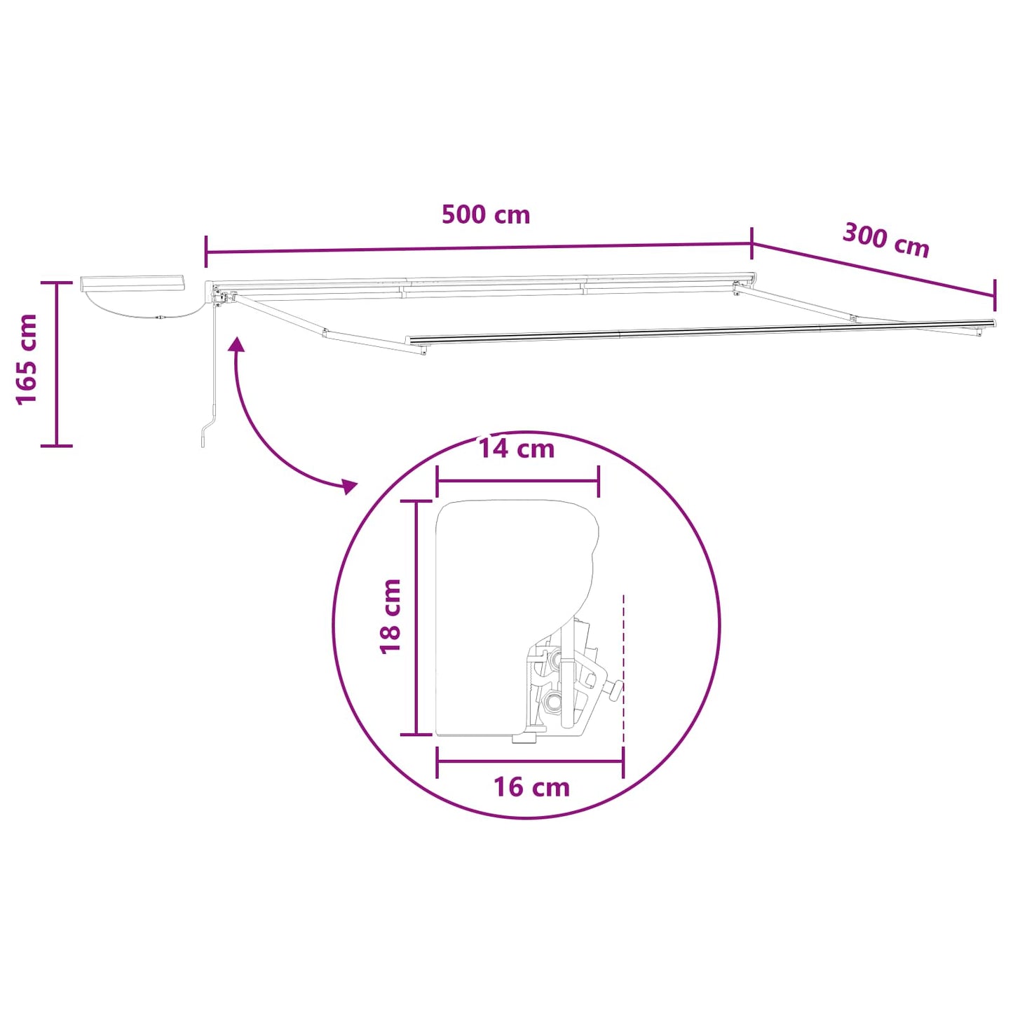 Electric Retractable Awning Sand 5 x 3 m