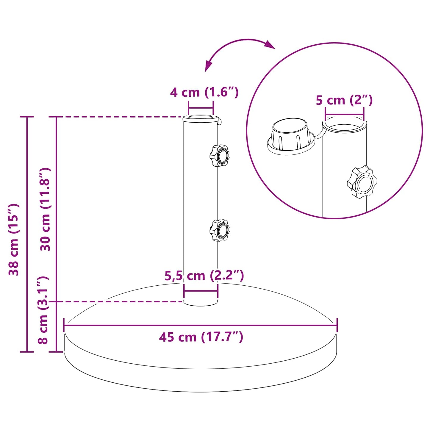 Parasol Base for 40-50 mm Pole 26.75 kg Black for 40-50 mm Pole