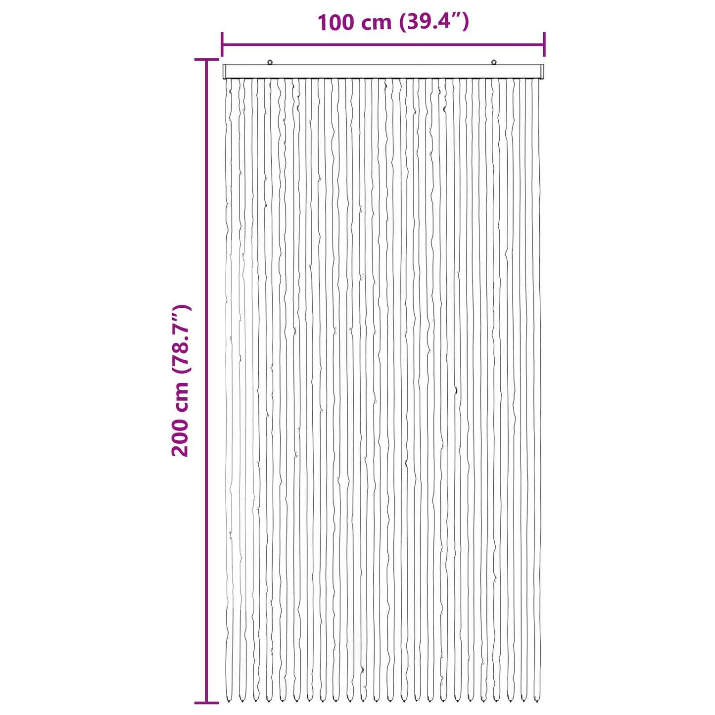 Insect Curtain Chenille Grey and Black 100 x 200 cm 100% PP