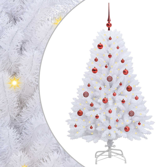 Artificial Hinged Christmas Tree White 150 cm PVC and Steel Artificial Hinged Christmas Tree White 150 cm PVC and Steel