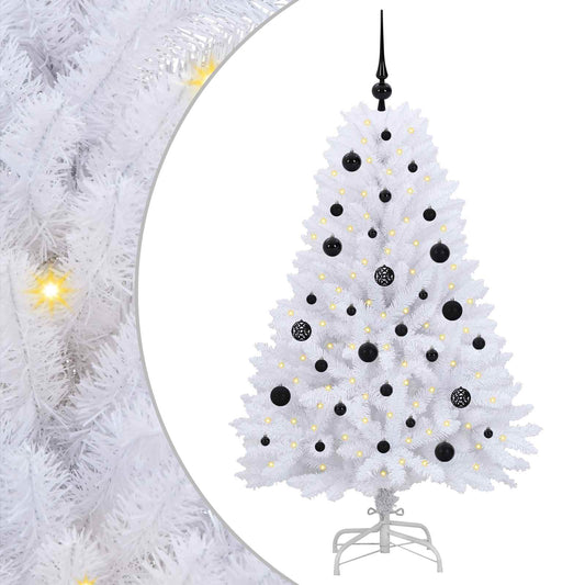 Artificial Hinged Christmas Tree White 150 cm PVC and Steel Artificial Hinged Christmas Tree White 150 cm PVC and Steel