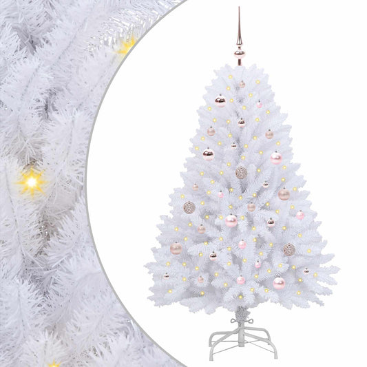 Artificial Hinged Christmas Tree White 150 cm PVC and Steel Artificial Hinged Christmas Tree White 150 cm PVC and Steel