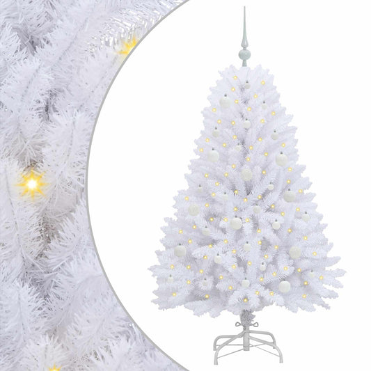 Artificial Hinged Christmas Tree White 150 cm PVC and Steel Artificial Hinged Christmas Tree White 150 cm PVC and Steel