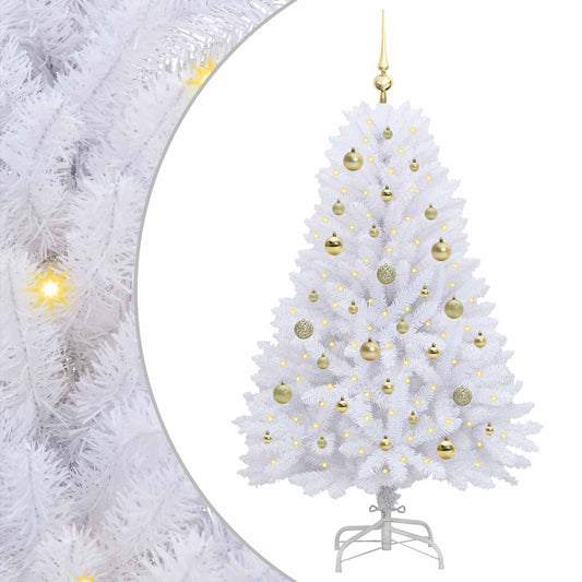 Artificial Hinged Christmas Tree White 150 cm PVC and Steel Artificial Hinged Christmas Tree White 150 cm PVC and Steel