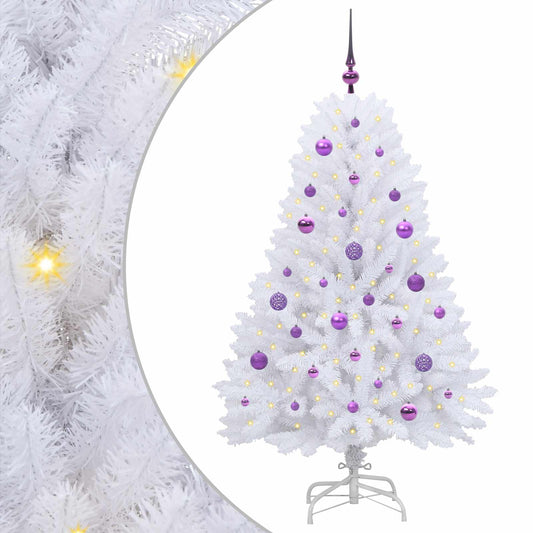 Artificial Hinged Christmas Tree White 150 cm PVC and Steel Artificial Hinged Christmas Tree White 150 cm PVC and Steel