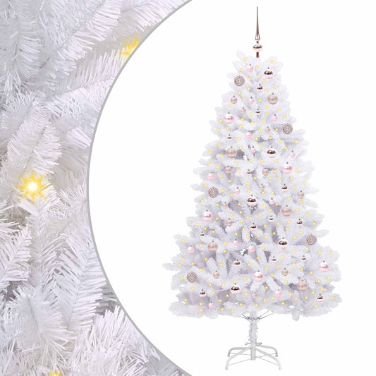 Artificial Hinged Christmas Tree White 180 cm PVC and Steel Artificial Hinged Christmas Tree White 180 cm PVC and Steel