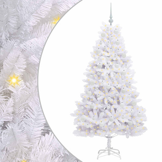 Artificial Hinged Christmas Tree White 180 cm PVC and Steel Artificial Hinged Christmas Tree White 180 cm PVC and Steel