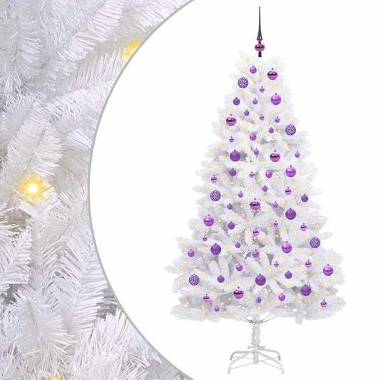 Artificial Hinged Christmas Tree White 180 cm PVC and Steel Artificial Hinged Christmas Tree White 180 cm PVC and Steel