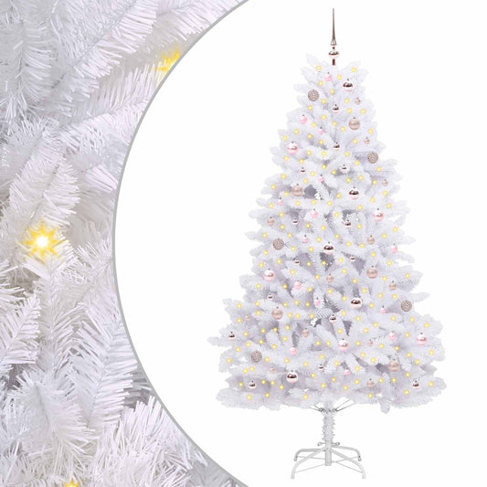 Artificial Hinged Christmas Tree White 210 cm PVC and Steel Artificial Hinged Christmas Tree White 210 cm PVC and Steel