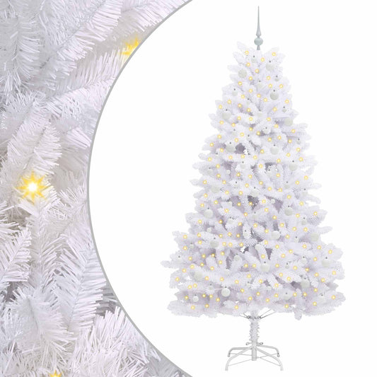 Artificial Hinged Christmas Tree White 210 cm PVC and Steel Artificial Hinged Christmas Tree White 210 cm PVC and Steel