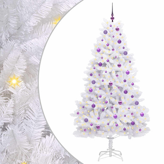 Artificial Hinged Christmas Tree White 210 cm PVC and Steel Artificial Hinged Christmas Tree White 210 cm PVC and Steel