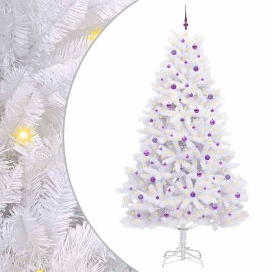 Artificial Hinged Christmas Tree White 270 cm PVC and Steel Artificial Hinged Christmas Tree White 270 cm PVC and Steel