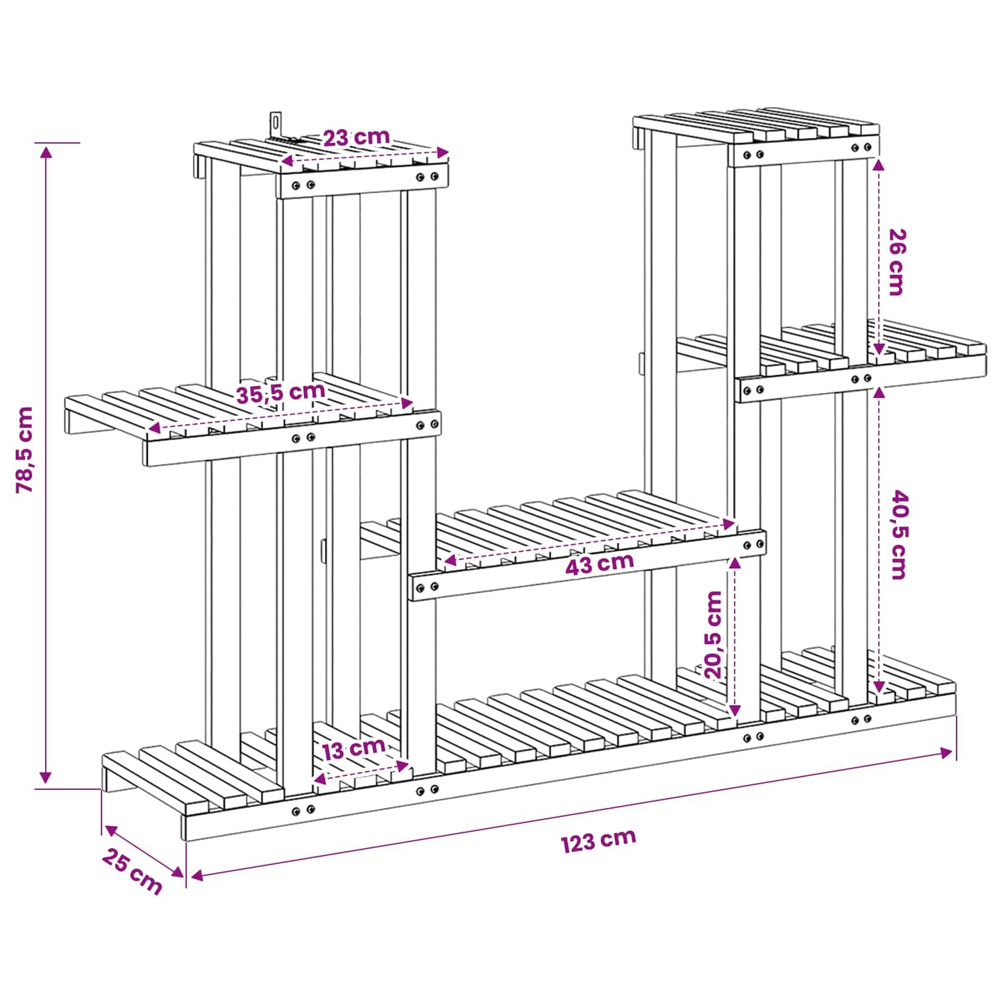 Plant Stand White 123 x 25 x 78.5 cm Solid Acacia Wood