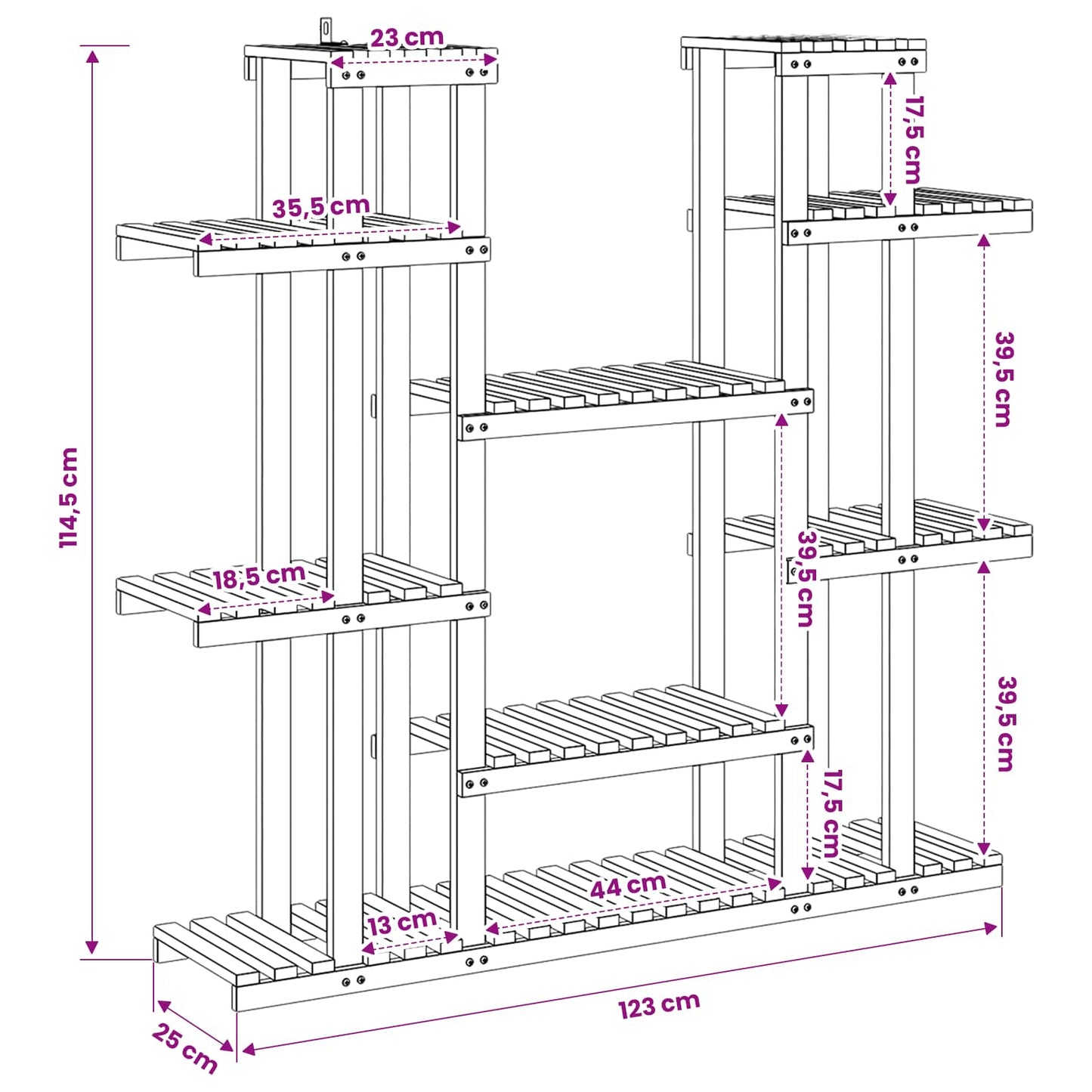 Plant Stand Natural 123 x 25 x 114.5 cm Solid Acacia Wood