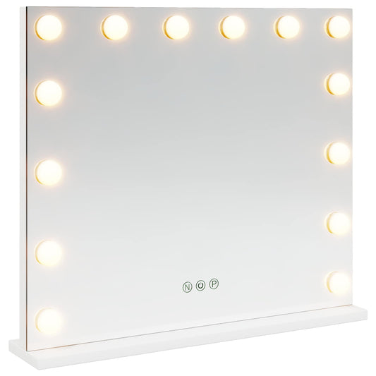 LED Vanity Mirror White 50 x 10 x 44 cm Glass and Steel LED Vanity Mirror White 50 x 10 x 44 cm Glass and Steel