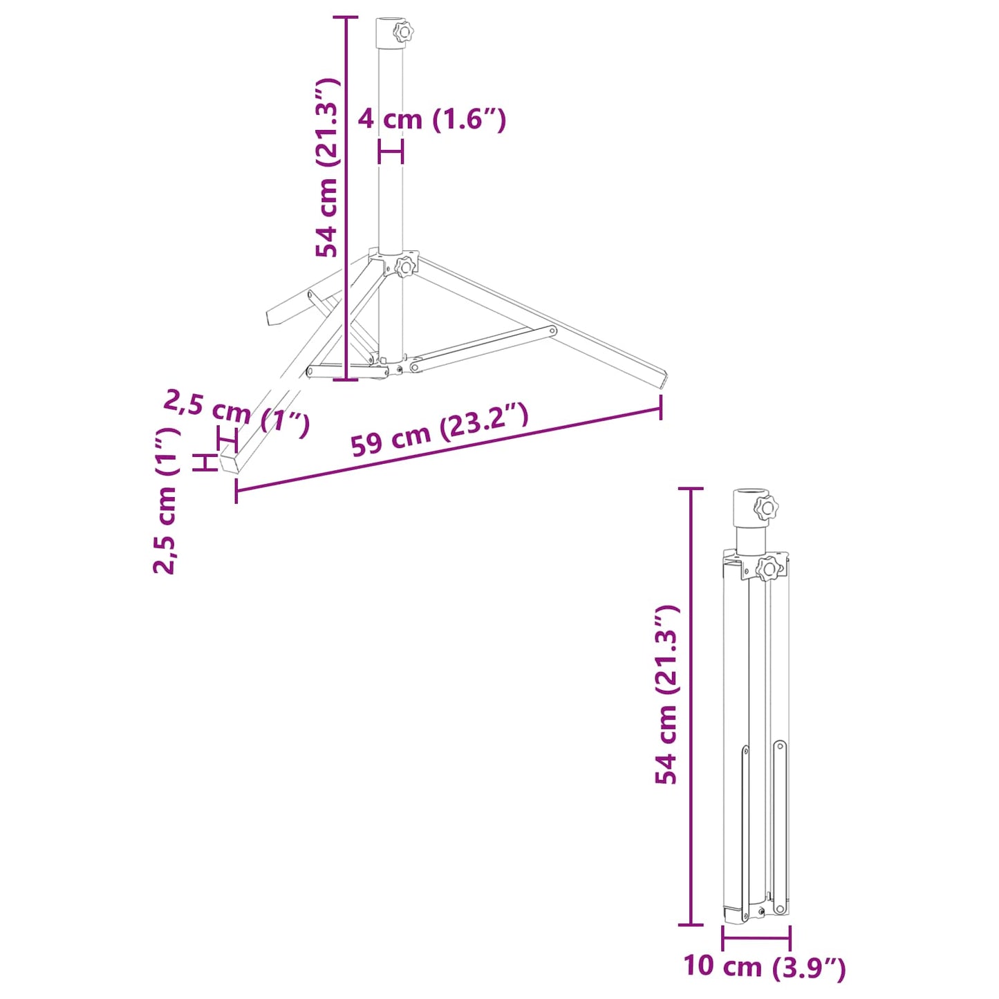 Parasol Stand White Steel for 25-32 mm Pole