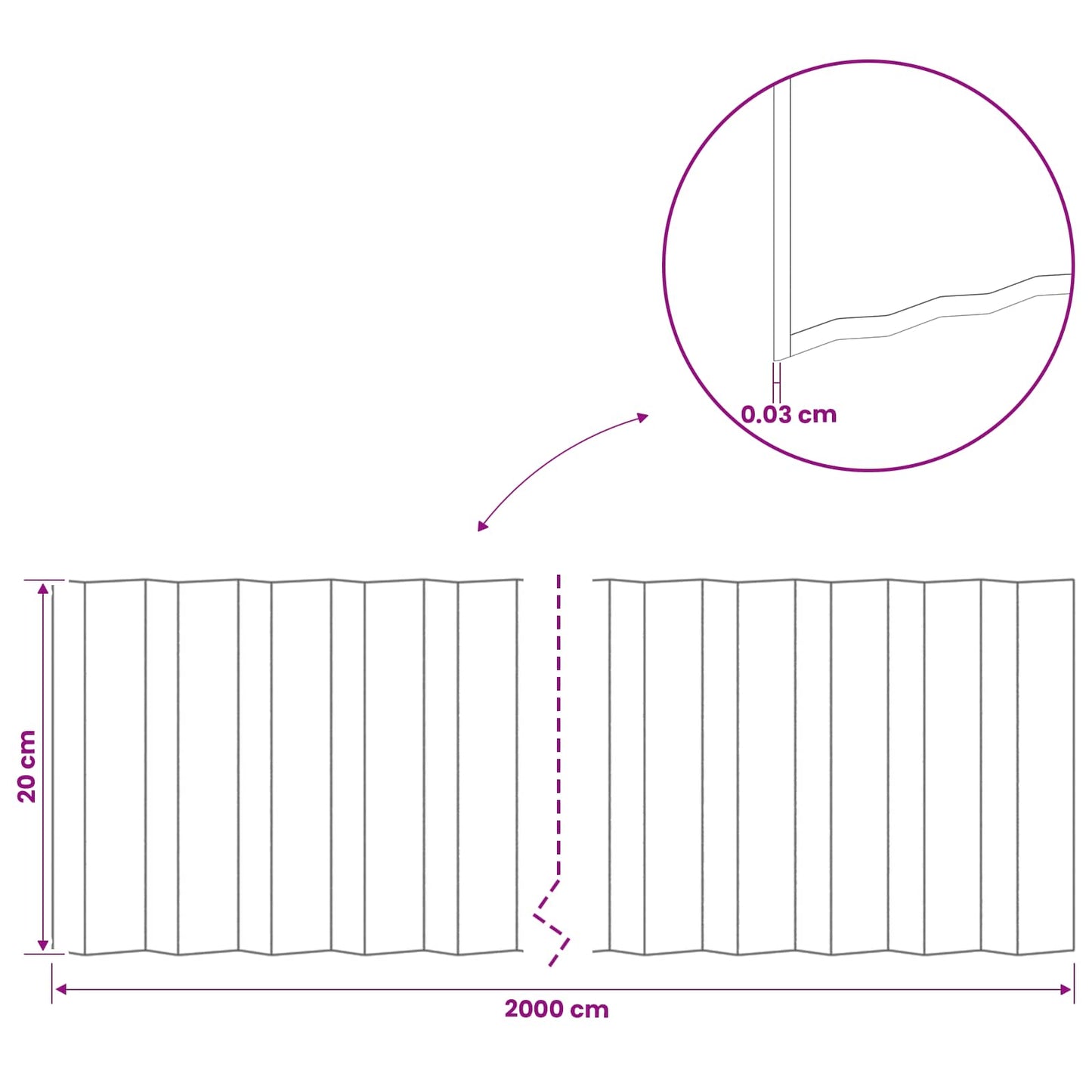 Lawn Edging 20 m x 20 cm Galvanised Steel Silver