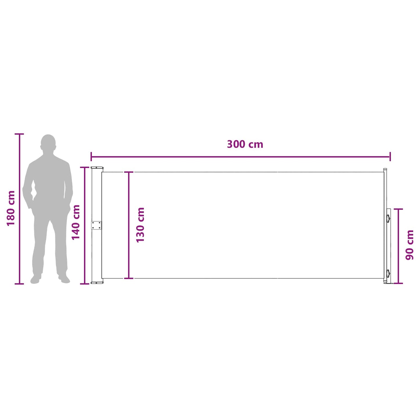 Retractable Side Awning 100% polyester iron steel
