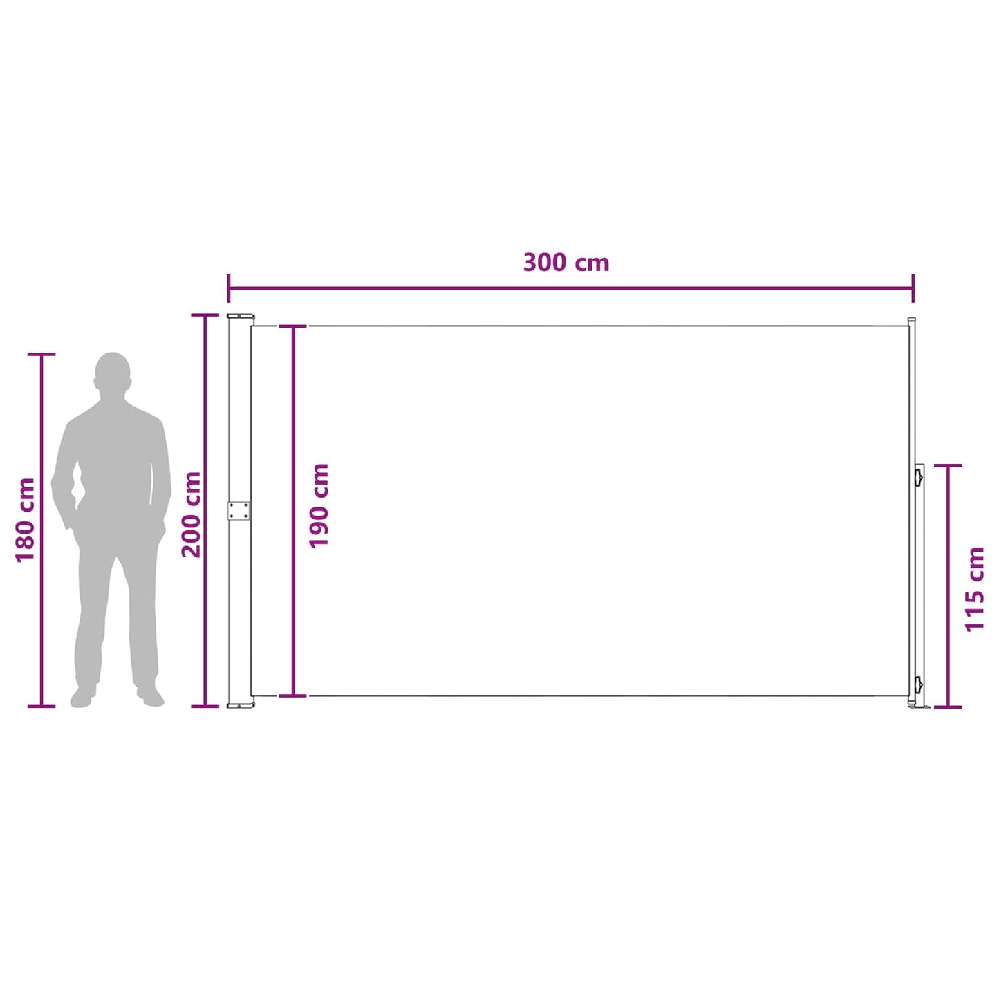 Retractable Side Awning 100% polyester iron steel