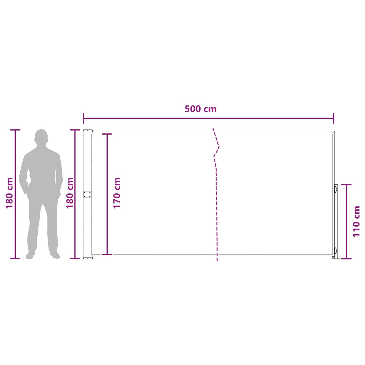 Retractable Side Awning 100% polyester iron steel