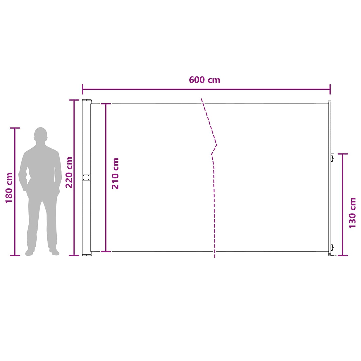 Retractable Side Awning Anthracite 600 x 220 cm Polyester