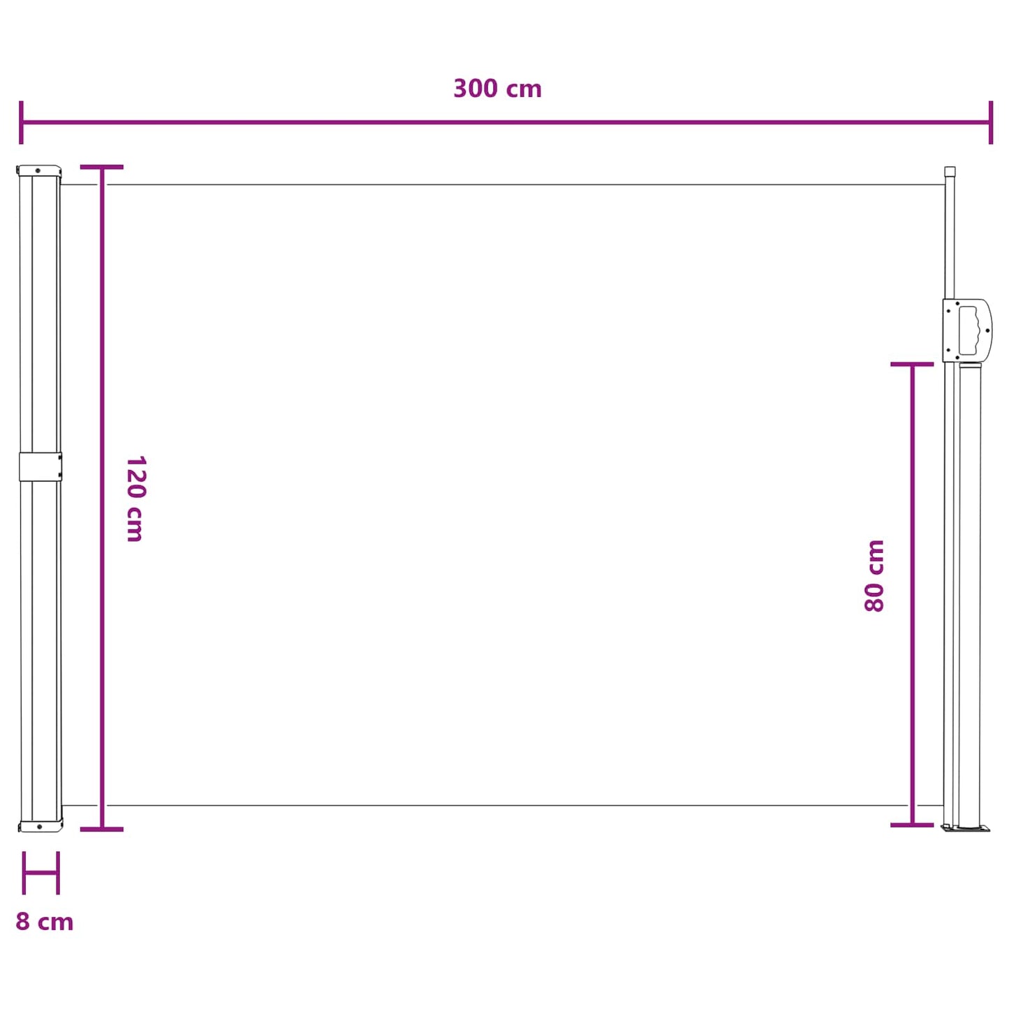 Retractable Side Awning 100% polyester iron steel