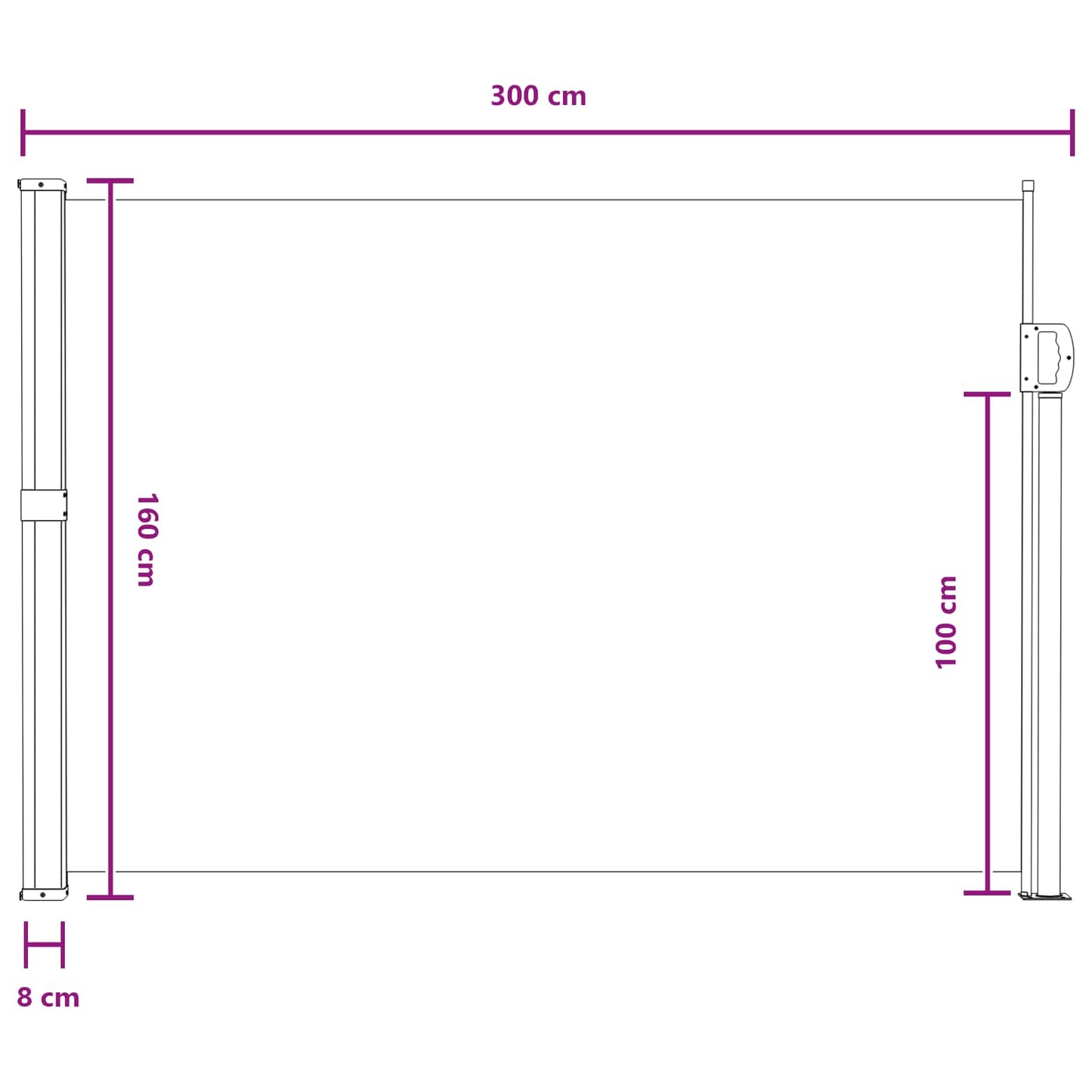 Retractable Side Awning 100% polyester iron steel