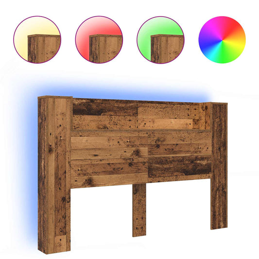 Storage Headboard with LED Old Wood 160 cm Engineered Wood Storage Headboard with LED Old Wood 160 cm Engineered Wood