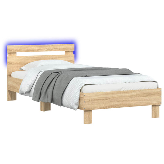 Bed Frame with LED Strip Lights Sonoma Oak Engineered Wood Bed Frame with LED Strip Lights Sonoma Oak Engineered Wood