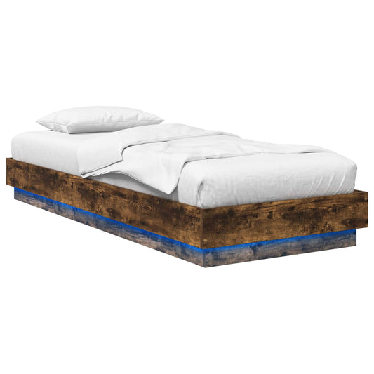 Bed Frame with LED Smoked Oak 80 x 200 cm Engineered Wood Bed Frame with LED Smoked Oak 80 x 200 cm Engineered Wood