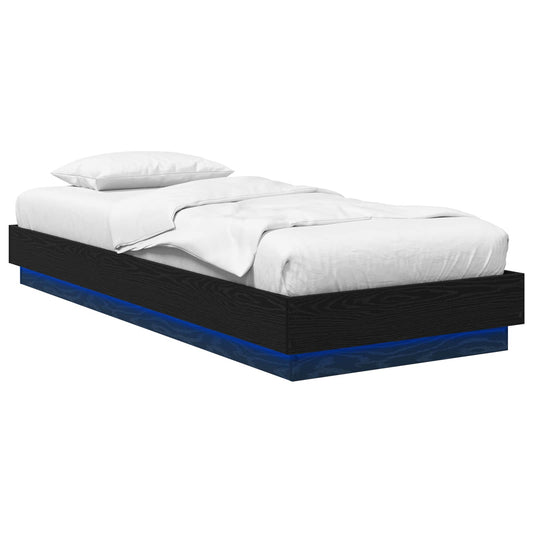 Bed Frame with LED Black Oak 80 x 200 cm Engineered Wood Bed Frame with LED Black Oak 80 x 200 cm Engineered Wood