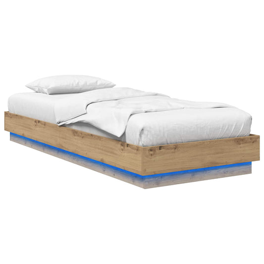 Bed Frame with LED Artisan Oak 80 x 200 cm Engineered Wood Bed Frame with LED Artisan Oak 80 x 200 cm Engineered Wood