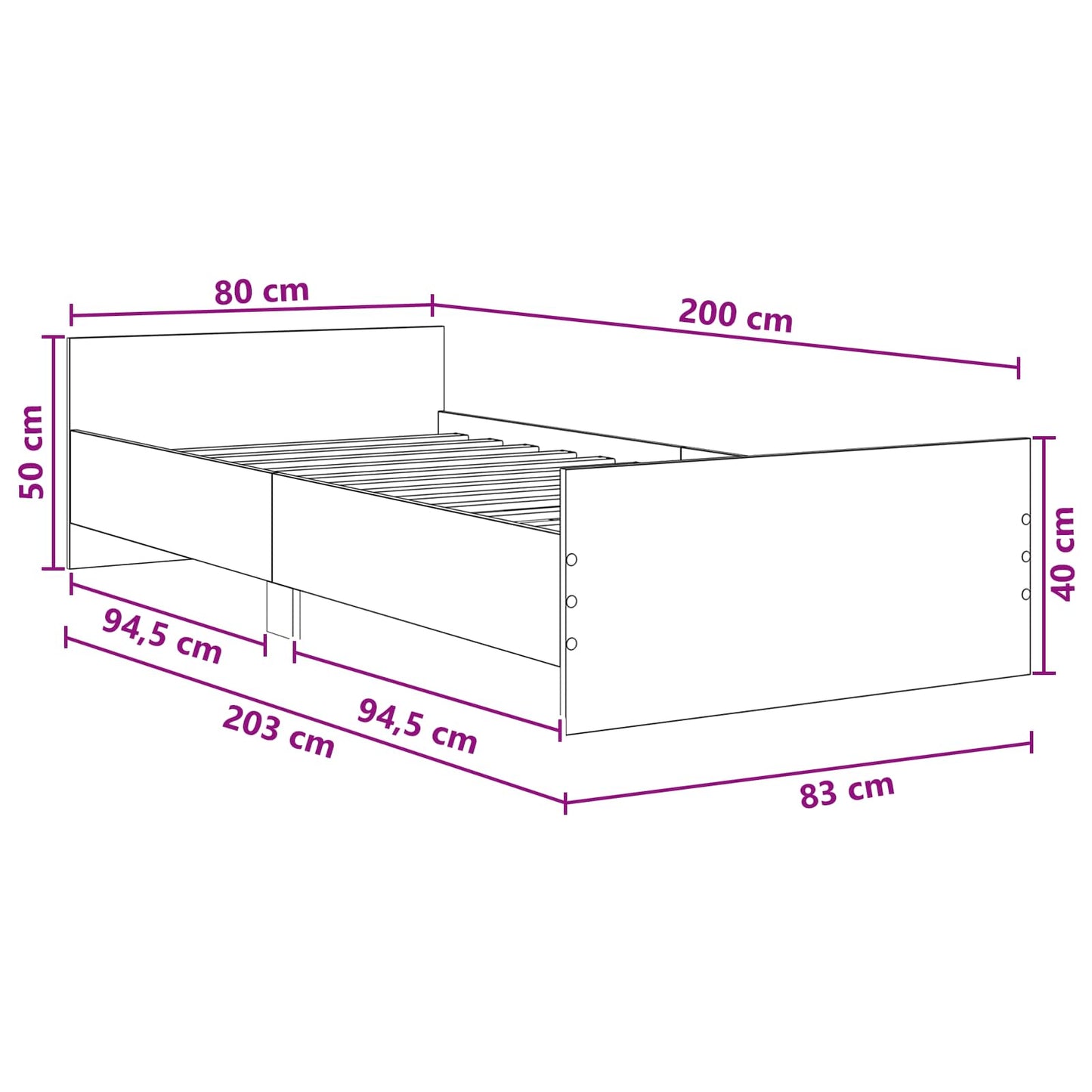 Bed Frame with Headboard Old Wood 80 x 200 cm Engineered Wood