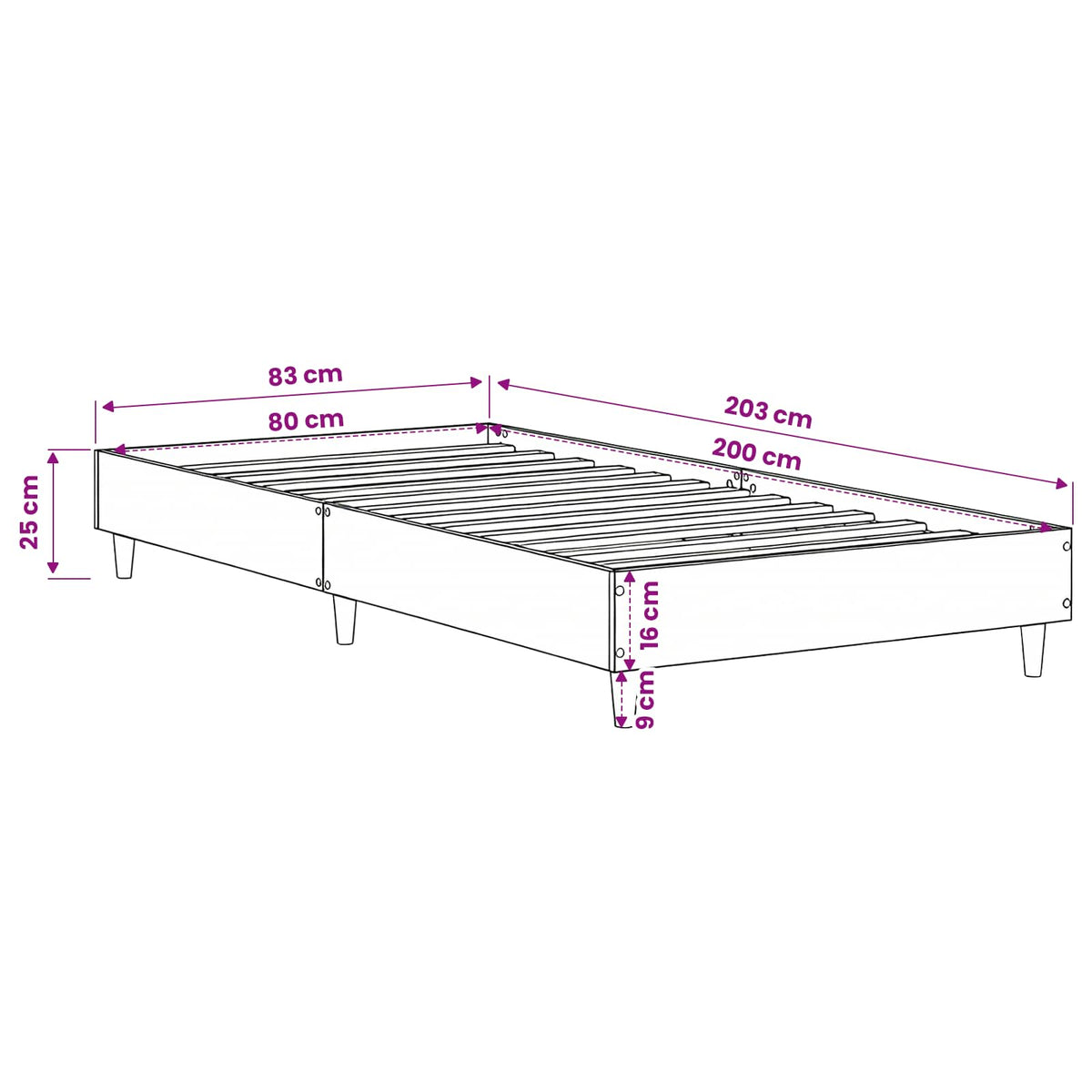 Bed Frame Artisan Oak 80 x 200 cm Engineered Wood