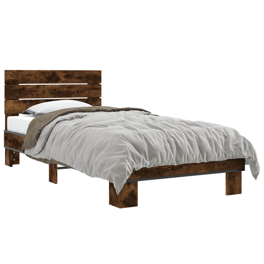 Bed Frame with Headboard Smoked Oak 80 x 200 cm Engineered Wood Bed Frame with Headboard Smoked Oak 80 x 200 cm Engineered Wood